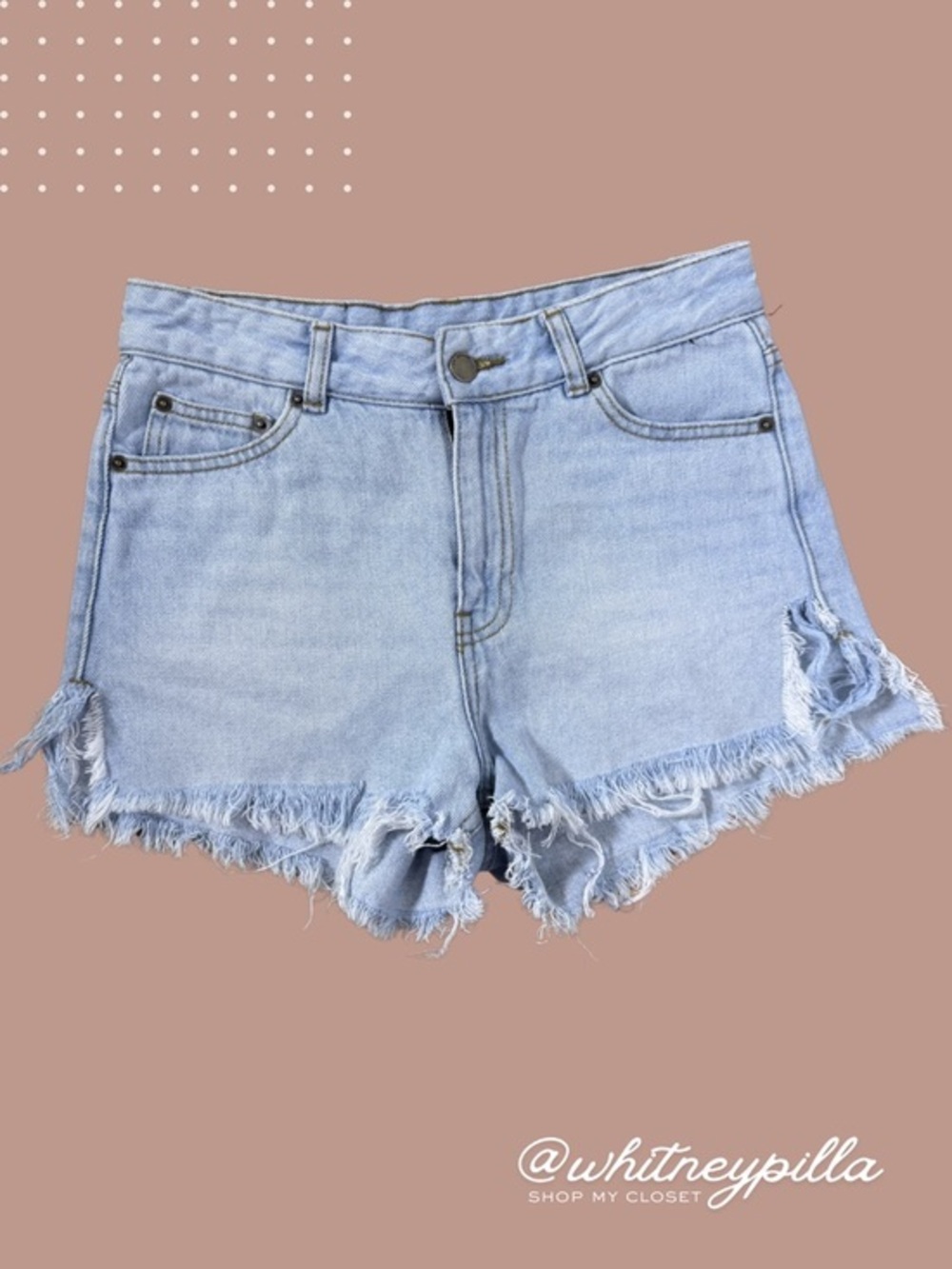 Dr. Denim Denim Shorts High-Rise Light Wash Distressed Cutoff Women’s Size 25